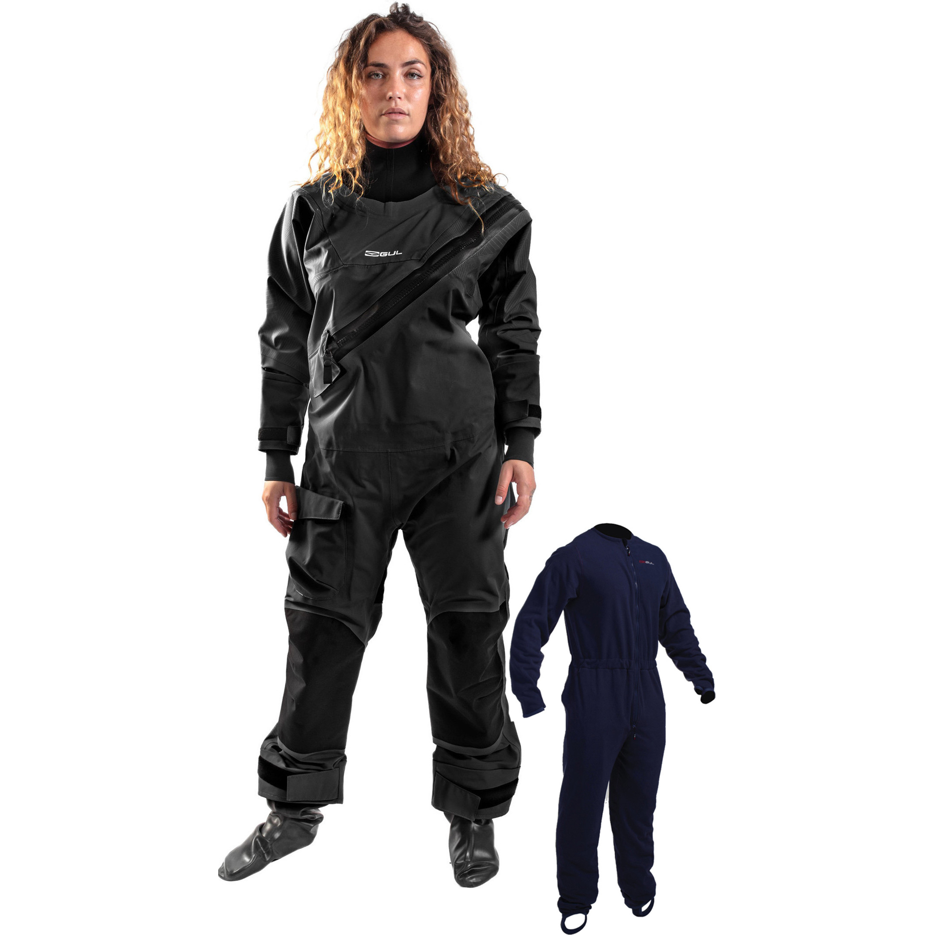 2025 Gul Womens Dartmouth Eclip Zip Drysuit & Underfleece GM0383-B9 - Black